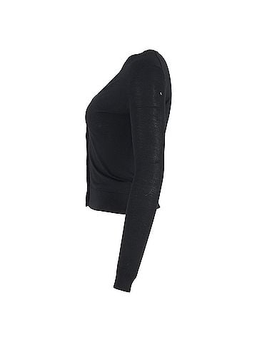 Theory  Theory V-Neck Buttoned Cardigan in Black Wool (view 2)