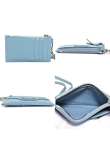Balenciaga Balenciaga BALENCIAGA wallet/coin case, light blue leather, for men and women, 56460a (view 2)