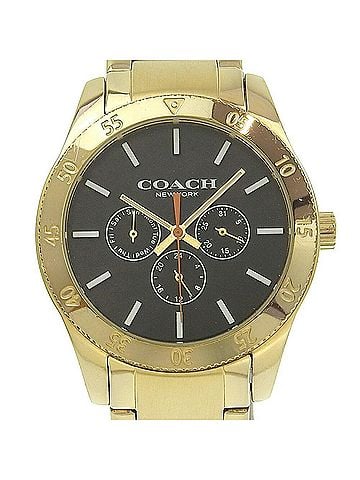 Coach Coach Day Date Watch CA133.2.95.1754 Gold Plated Quartz Multi-Hand Analog Display Black Dial Men's I220823031 (view 1)
