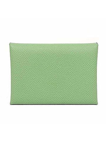 Hermès Hermes Hermès Calvi Duo Epsom Leather Green B Stamp (Made in 2023) Card Case/Coin Case (view 1)