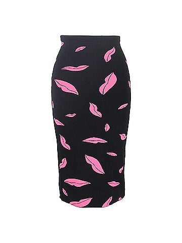 Diane von Furstenberg  Diane Von Furstenberg Lips Printed Midi Fitted Skirt in Multicolor Polyester  (view 1)