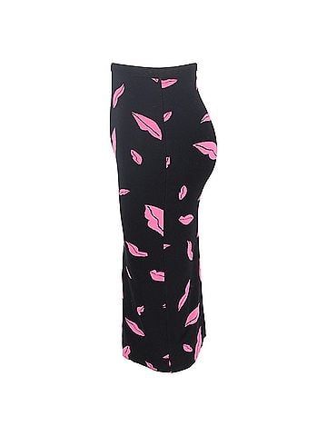 Diane von Furstenberg  Diane Von Furstenberg Lips Printed Midi Fitted Skirt in Multicolor Polyester  (view 2)