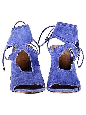 Aquazzura  Aquazzura Sexy Thing Cutout Sandal Heels in Blue Suede (view 2)