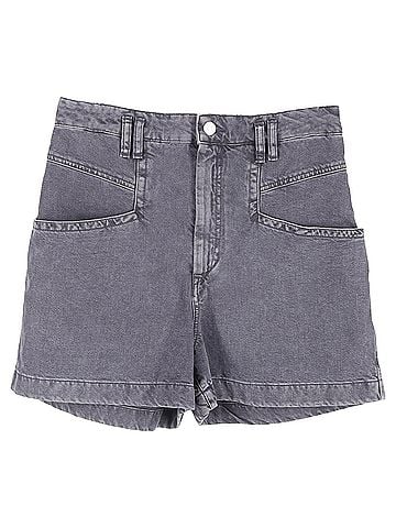 Isabel Marant Isabel Marant Esquia High-Waisted Denim Shorts in Grey Denim (view 1)