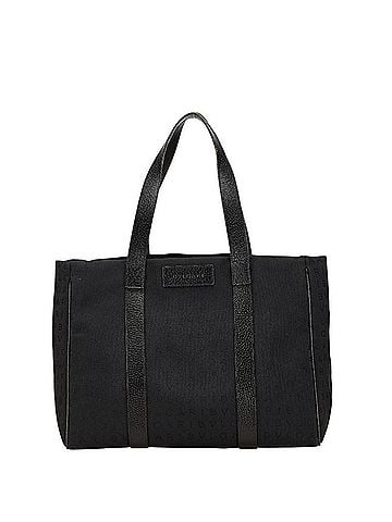 Bvlgari BVLGARI Logomania Tote Bag in Black Canvas and Leather for Women (view 1)