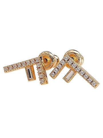 Fendi FENDI F rhinestone earrings, gold plated, for women (view 1)