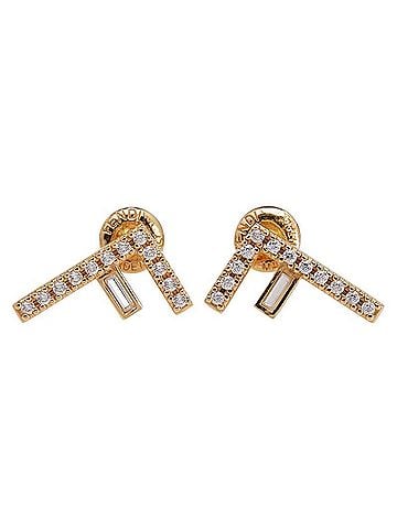 Fendi FENDI F rhinestone earrings, gold plated, for women (view 2)