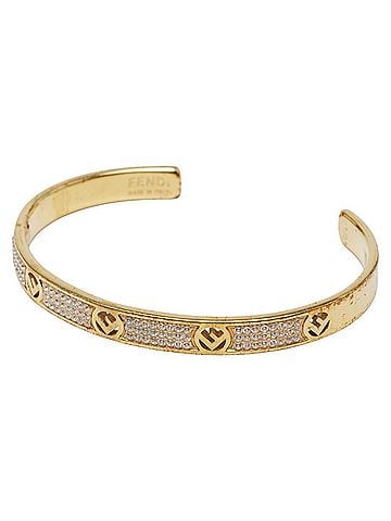 Fendi Fendi F is Rhinestone Bracelet, Size: S, Gold Plated, Women's, FENDI (view 1)