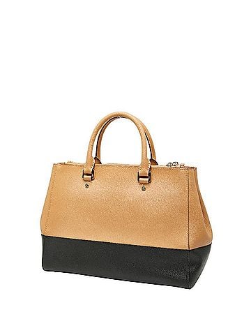 Michael Kors Michael Kors Sutton Medium Tote/Shoulder Bag, 2-Way, Beige/Black Leather, Women's (view 2)