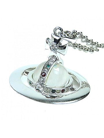 Vivienne Westwood Vivienne Westwood Small Orb Pendant Necklace with Rhinestones, Silver, for Women (view 1)