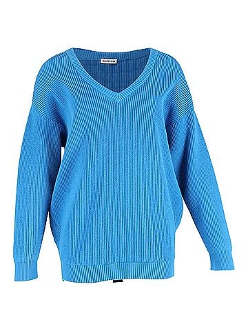 Balenciaga Balenciaga V-neck Sweater in Blue Cotton (view 1)