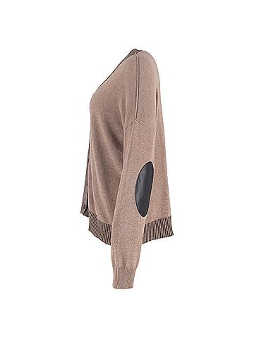 Maison Margiela  Maison Margiela Color-Blocked Elbow Patch Cardigan in Brown Cotton (view 2)