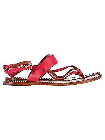 Mario Valentino Valentino Garavani Thong Ankle Strap Flat Sandals in Pink Leather (view 1)