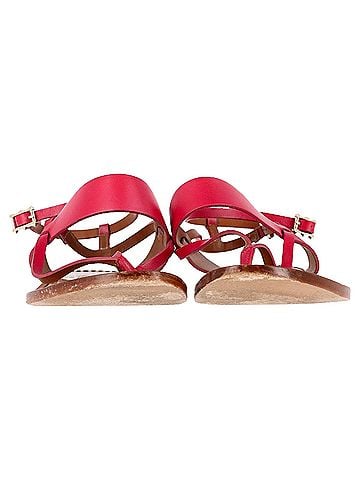 Mario Valentino Valentino Garavani Thong Ankle Strap Flat Sandals in Pink Leather (view 2)