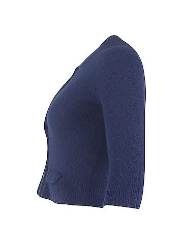 Mulberry  Mulberry Buttoned Cropped Cardigan in Blue Wool (view 2)
