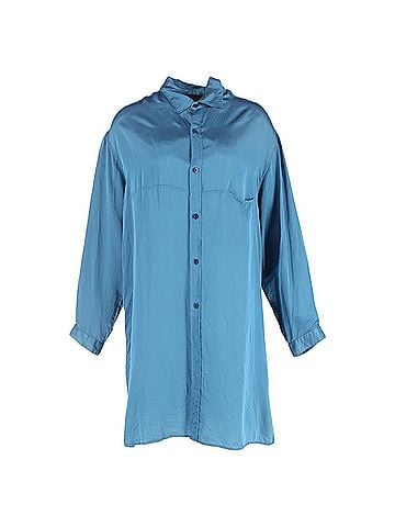 Yohji Yamamoto Y's by Yohji Yamamoto Button-Down Shirt in Blue Silk (view 1)