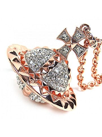 Vivienne Westwood Vivienne Westwood 63020050-G118-M Mayfair Large Orb Pendant Rhinestone Necklace in Pink Gold, Women's, Box and Dust Bag Included (view 1)