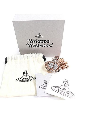 Vivienne Westwood Vivienne Westwood 63020050-G118-M Mayfair Large Orb Pendant Rhinestone Necklace in Pink Gold, Women's, Box and Dust Bag Included (view 2)
