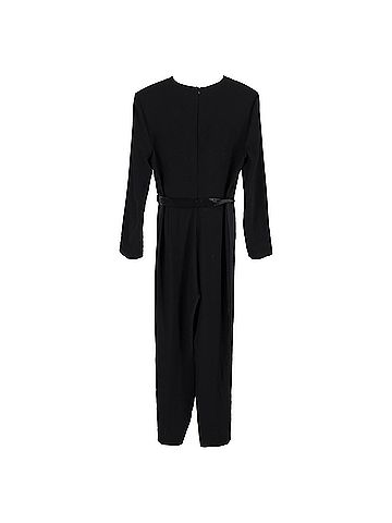Maje Maje V-neck Waist Tie Jumpsuit in Black Acetate (view 2)