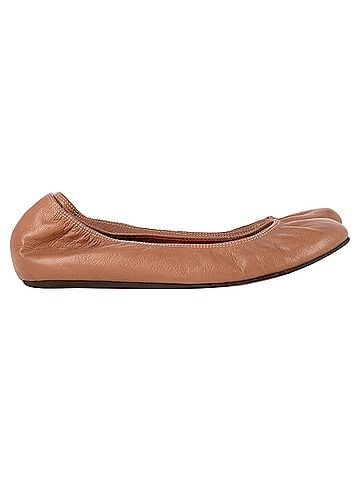 Lanvin  Lanvin Round Toe Ballet Flats in Brown Leather (view 1)