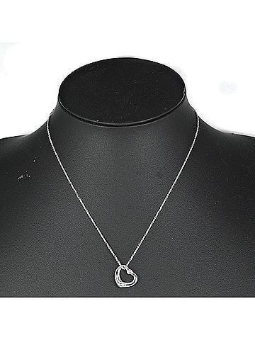 Tiffany Tiffany & Co. Open Heart Necklace in 925 Sterling Silver with Pink Sapphire, Approximately 3.5g (view 2)