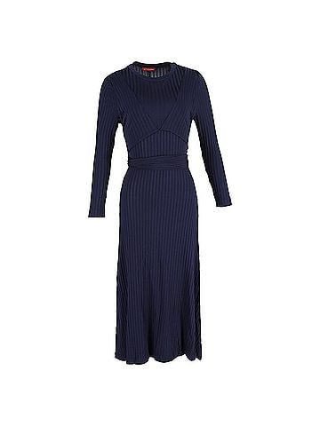 Altuzarra Altuzarra Masika Ribbed Midi Dress in Navy Blue Polyester (view 1)