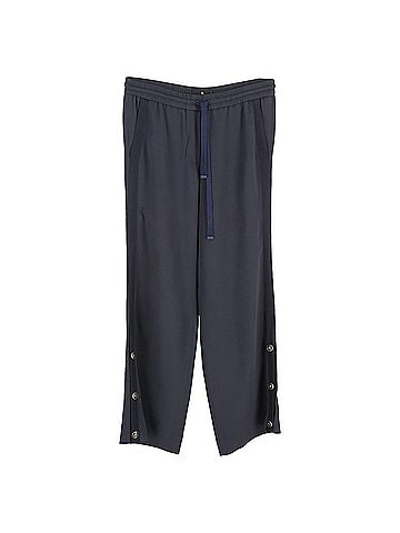 ETRO  Etro Artemis Drawstring Button Detail Trousers in Navy Blue Viscose (view 1)