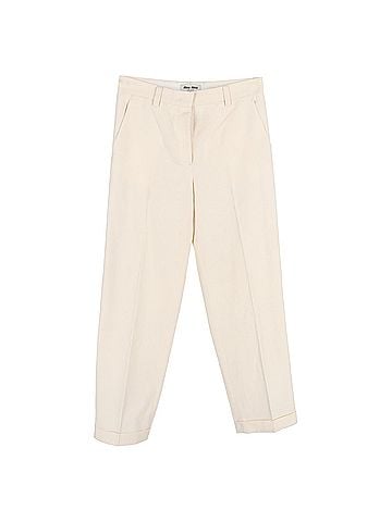 Miu Miu  Miu Miu Straighht-Leg Trousers in Cream Cotton (view 1)