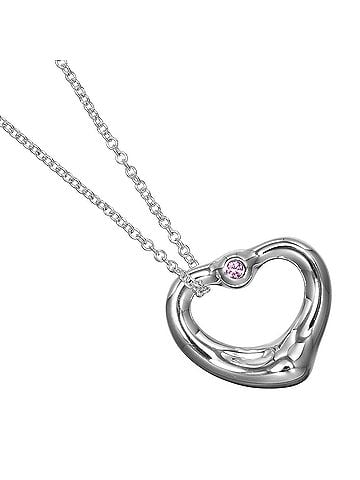 Tiffany Tiffany & Co. Open Heart Necklace, 925 Sterling Silver with Pink Sapphire, Approx. 3.64g, Women's (view 1)