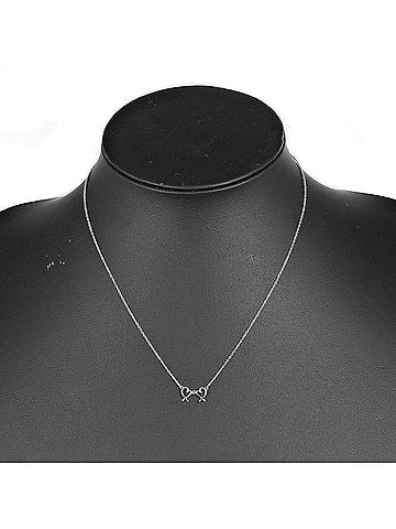 Tiffany Tiffany & Co. Double Loving Heart Necklace in 925 Sterling Silver with Pink Sapphire, Approx. 1.38g (view 2)