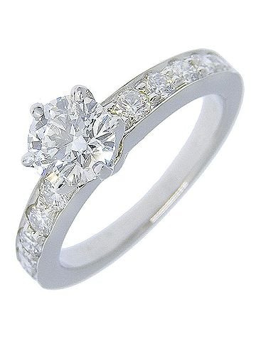 Tiffany Tiffany & Co. Solitaire ring, half eternity, Pt950 platinum x diamond, 0.50, approx. 3.9g, Solitaire, women's (view 1)