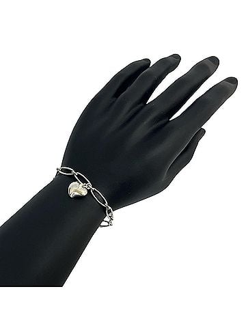 Tiffany TIFFANY & Co. Tiffany Carved Heart Sterling Silver Chain Bracelet, 925, 95582 (view 1)