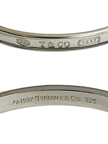 Tiffany TIFFANY & Co. Tiffany 1837 Narrow Bangle Logo Engraved Sterling Silver Bracelet 00100 (view 2)