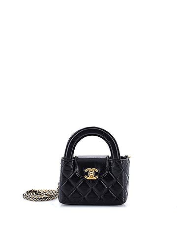 Chanel Kelly Top Handle Shopping Bag Quilted Shiny Aged Calfskin Nano (view 1)