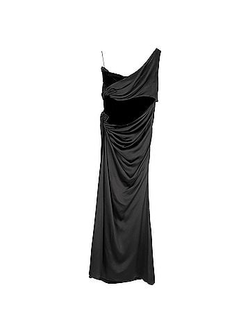 Mario Valentino  Valentino Garavani One-Shoulder Cutout Maxi Dress in Black Silk (view 1)