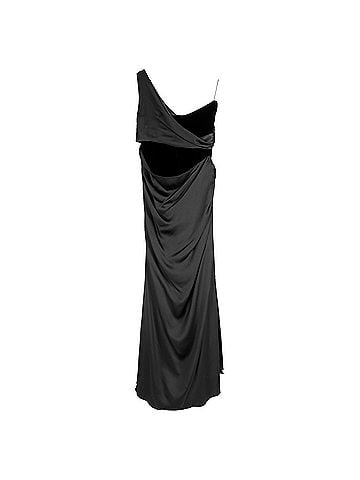 Mario Valentino  Valentino Garavani One-Shoulder Cutout Maxi Dress in Black Silk (view 2)