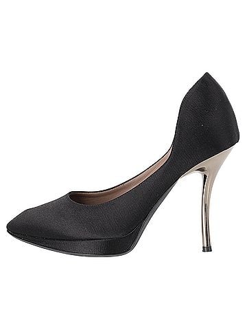 Lanvin Lanvin Pointed-Toe Platform Pumps in Black Satin (view 2)