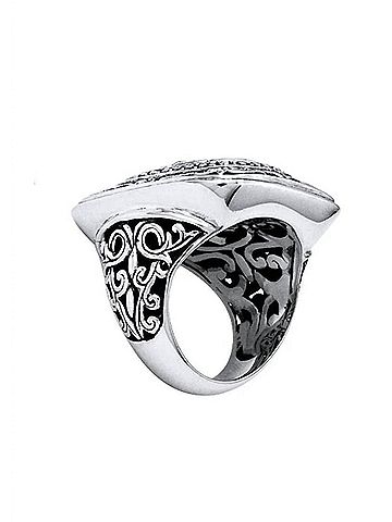Bali Cross Scroll Rectangle Statement Overlay Ring (view 2)
