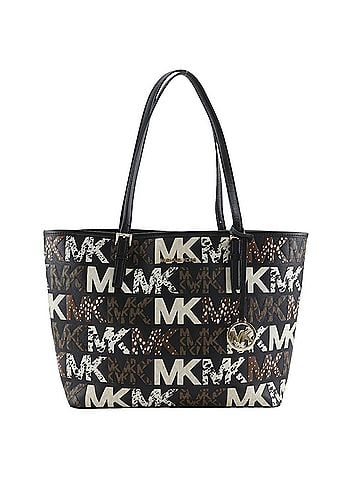 Michael Kors Michael Kors Jet Set Travel Tote Bag, Graphic Logo, 35F1GTVT2L, PVC, Black, A4 Size, Open, Women's (view 1)