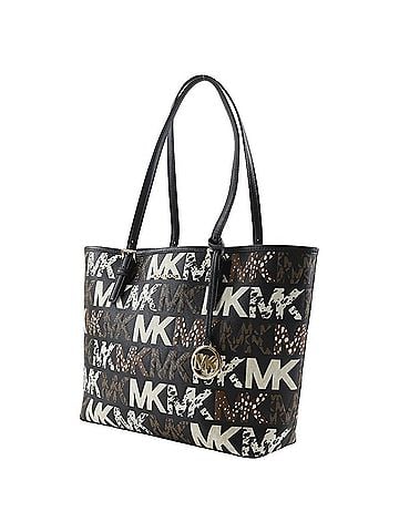 Michael Kors Michael Kors Jet Set Travel Tote Bag, Graphic Logo, 35F1GTVT2L, PVC, Black, A4 Size, Open, Women's (view 2)