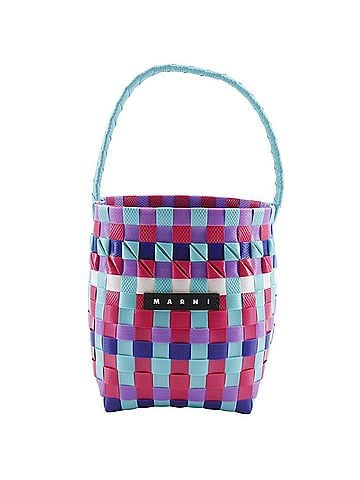MARNI MARNI Pod Woven Bucket Handbag with One Handle, M00332 M00IW, Polypropylene, Blue/Multicolor, Open, Women's (view 1)