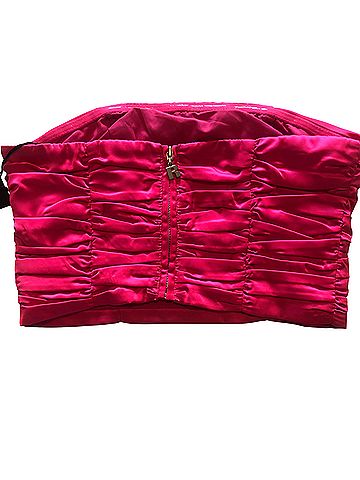 ROTATE Satin Gathered Tube Crop Top in Pink Glo  Sleeveless Top (view 2)
