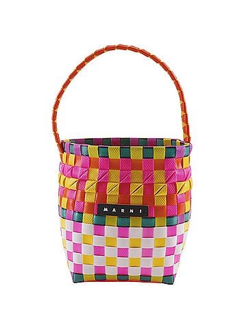 MARNI MARNI Pod Woven Bucket Handbag with One Handle, M00332 M00IW, Polypropylene, Orange/Multicolor, Open, Women's (view 1)