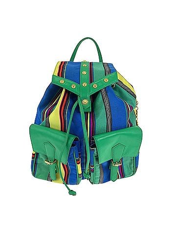 Versace Green Multi-Color Canvas Backpack (view 1)