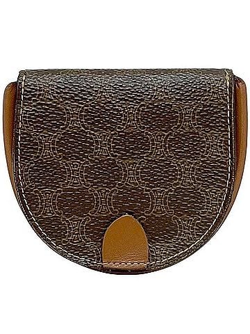 Céline Celine Coin Case ec-24439 Brown Macadam Purse PVC Leather JMB10 CELINE Flap Mini Wallet Compact Men's Women's (view 1)