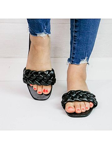 Qupid Women's Braided Slip On Sandals (view 2)