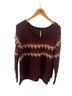 Free People Color Block Purple Red Tan Pullover Sweater Size S - photo 1