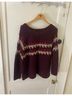 Free People Color Block Purple Red Tan Pullover Sweater Size S - photo 3