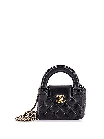 Chanel Kelly Top Handle Shopping Bag Quilted Shiny Aged Calfskin Nano (view 1)