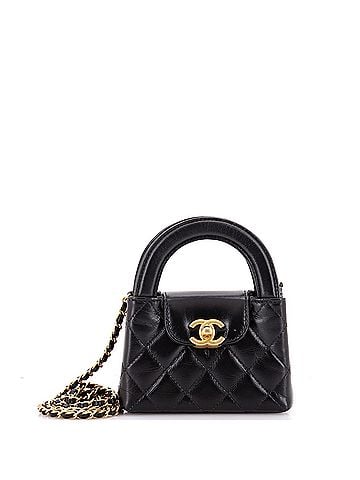 Chanel Kelly Top Handle Shopping Bag Quilted Shiny Aged Calfskin Nano (view 1)